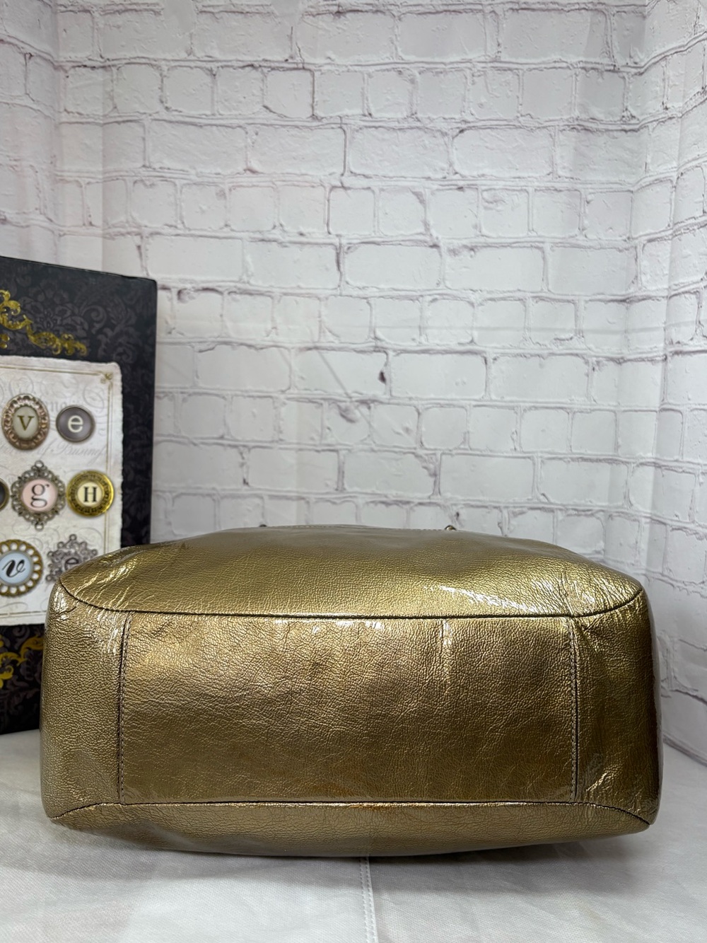 Coach Madison Tribeca Crinkled Metallic Gold Patent Leather Tote No.C1093-15373 - Picture 7 of 15